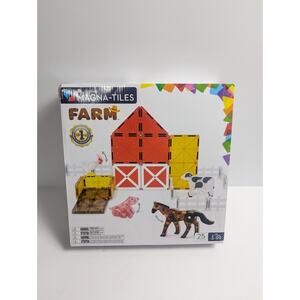Magna-Tiles Farm 25-Piece Set - Magnetic Building Tiles with Animals - Ages 3+